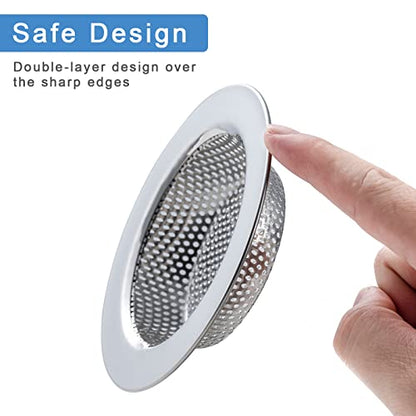 Honmein 3 Pcs Sink Strainer for Most Kitchen Sink Drain Basket, Upgraded Double-Layer Safe Design Kitchen Sink Strainer (Outer Diameter 4.5 Inch) - color: Silver(3 Pcs)