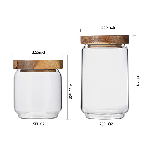 Glass Jar with Lid, Airtight Food Storage Containers Glass Set for Coffee Beans| Sugars| Candy, 4 Pack - color: 15oz+25oz*2