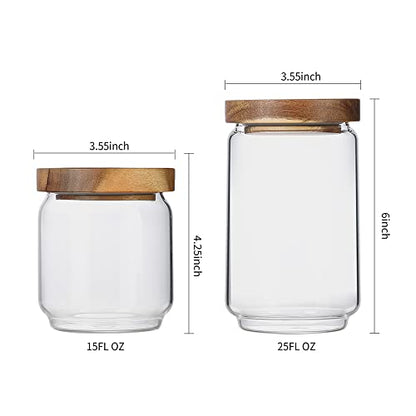 Glass Jar with Lid, Airtight Food Storage Containers Glass Set for Coffee Beans| Sugars| Candy, 4 Pack - color: 15oz+25oz*2