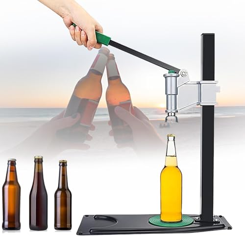 Manual Beer Bottle Capper Machine, Bench Crown Capper Beer Corking Tool, Adjustable Height, Heavy Duty Strong Metal Easy Action Bench Bottle Capper for Home Brewing