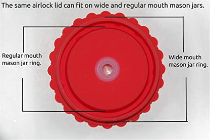 Mason jar Silicone Lid and Silicone duck bill check valve Airlock, Fits Regular and Wide mouth Mason jars. Made from 100% silicone, Great for fermenting. 4 Pack. Not made for canning.