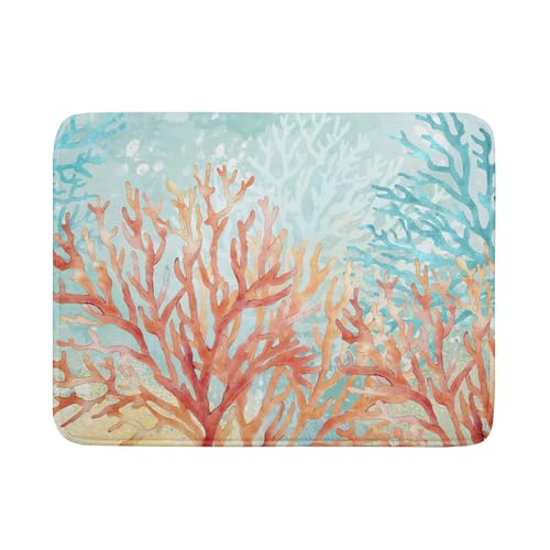 Giwawa Coastal Coral Dish Drying Mat Beach Ocean Drainer Rack Mat 18x24 Inch Microfiber Absorbent Reversible Dish Dry Pad for Kitchen Counter Sink - color: Pink Coastal Coral, size: 18" x 18"