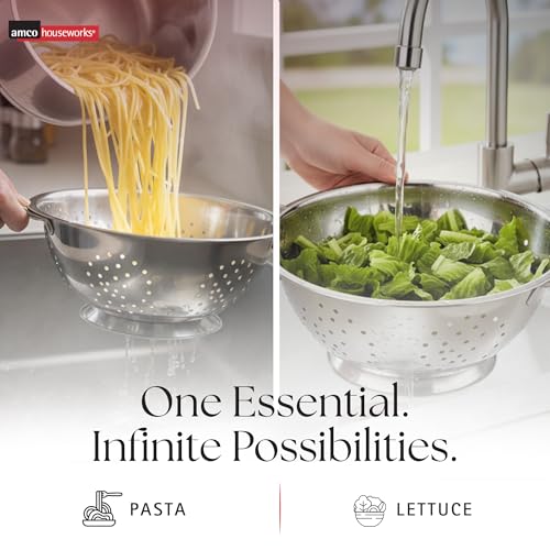 Amco 3-Piece Stainless Steel Colander Set - Silver, Set of 3