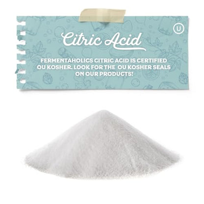 Fermentaholics Food Grade Citric Acid Powder – 1 lb – OU Kosher – Natural Preservative & Flavor Enhancer – Great for Cheesemaking