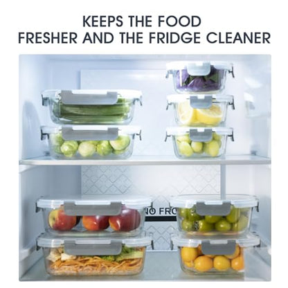 S SALIENT 18 Pieces Glass Food Storage Containers with Lids,Airtight Glass Meal Prep Containers,Glass Storage Containers Set for Kitchen,Pantry BPA Free & Leak Proof (9 lids & 9 Containers) - color: Gray