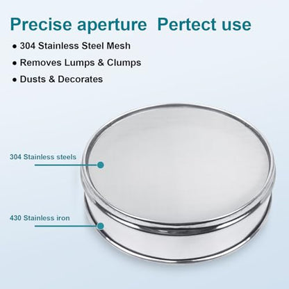 304 Stainless Steel Mesh Lab Sieve, 200 Mesh (0.075mm) Aperture Test Sieve, 7.9Inch(20cm) Diameter Economy Standard Analysis Sample Test Sieves for Industrial Laboratory Homes - size: 200Mesh(0.075mm)/Ф7.9in