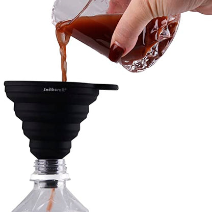 Funnel Set 4, Silicone Funnels for Kitchen, Collapsible Funnels for Water Bottle, Liquid Transfer Folding Camping Funnel with Narrow and Wide Mouth