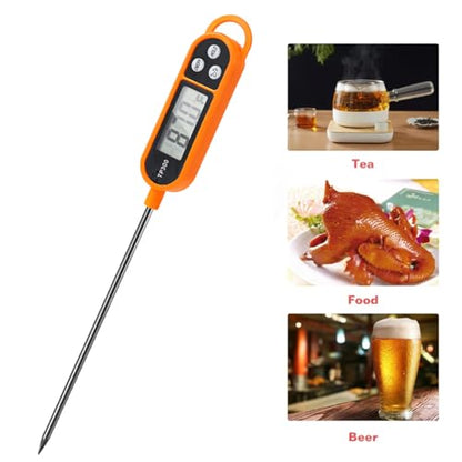 Candy Thermometer Digital Instant Read for Meat Kitchen Cooking Food Oil Deep Fry BBQ Grill Smoker (1, 9.4in-orangev) - size: 9.4in-orangev