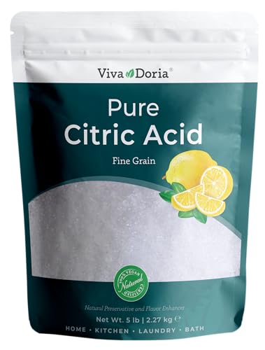 Viva Doria 100% Pure Citric Acid, Food Grade, Fine Grain, 5 Pounds (80 Ounces) - size: 5 Pound (Pack of 1)