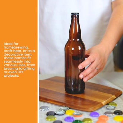 FastRack Beer Bottles Amber Glass Longneck Bottles for Home Brewing 22 oz - Crown Cap Refillable Beer Bottles Food Grade – ECO Friendly Proudly Made in the USA, Brown, Pack of 12 - size: 22 Ounces