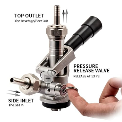 Beer Keg Coupler, Sankey S System 304 Stainless Steel Probe, 5/8'' Draft Beer Line, Coupler with Pressure Relief Valve, Dispenser Include Black Handle