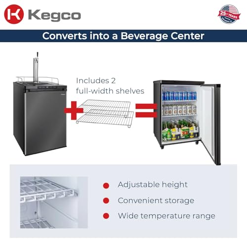 Kegco HBK309X-1 Keg Dispenser, 1 faucet without keg Black Stainless Steel - color: Black Stainless Steel, size: 1 Tap