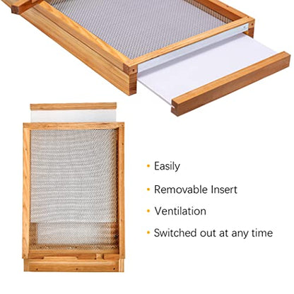 BeeCastle Beehive Screened Bottom Board Dipped in 100% Beeswax,Screened Bottom Board 8 Frame with Solid Wood - size: 8-Frame