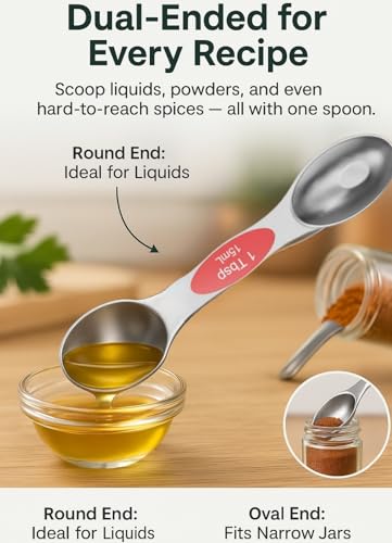 Magnetic Measuring Spoons Set Of 8, Heavy Duty 304 Stainless Steel Metal, Fits in Most Kitchen Spice Jars for Baking & Cooking, BPA Free,Measuring Dry & Liquid Ingredients Rainbow) - color: Magnetic Measuring Spoons Set Light Hued