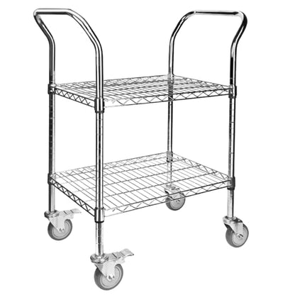 Northsky 2-Shelf Wire Utility Cart on Wheels, Chrome Finish Rolling Metal Shelving with Wheels, 550lb Capacity, 24" x 18" x 38", 2 Tier Rolling Cart for Kitchen Bar Storage Use - size: 24" x 18" x 38"