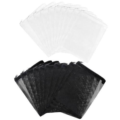 20Pcs Reusable Aquarium Media Bag, Aquarium Filter Media Bags, Fine Mesh Bag with Zipper for Tank Aquarium, 2 Colors (6" x 4")