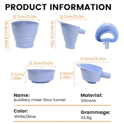 Silicone Flour Funnel for Stand Mixers, Mess-Free Pouring Ring for Baking Ingredients, Flexible Food-Grade Silicone, Dishwasher Safe,Blue