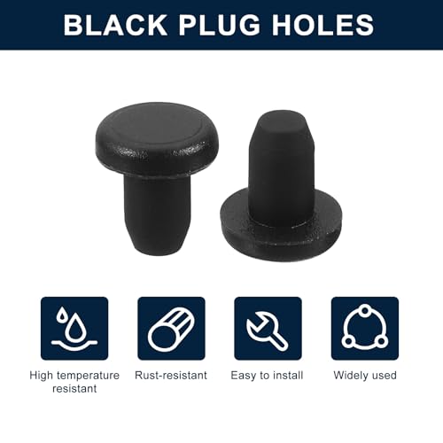 uxcell 32 Pieces Black Rubber Stopper, 3.8mm Plug Holes for 3.5mm/0.14" Hole - size: 3.5 mm