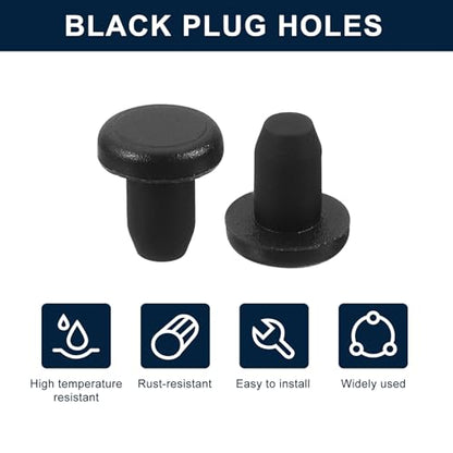 uxcell 32 Pieces Black Rubber Stopper, 3.8mm Plug Holes for 3.5mm/0.14" Hole - size: 3.5 mm