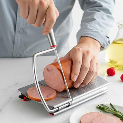 Multipurpose Cheese Slicers, Stainless Steel Cheese Cutter with Blade for Block Cheese, silver