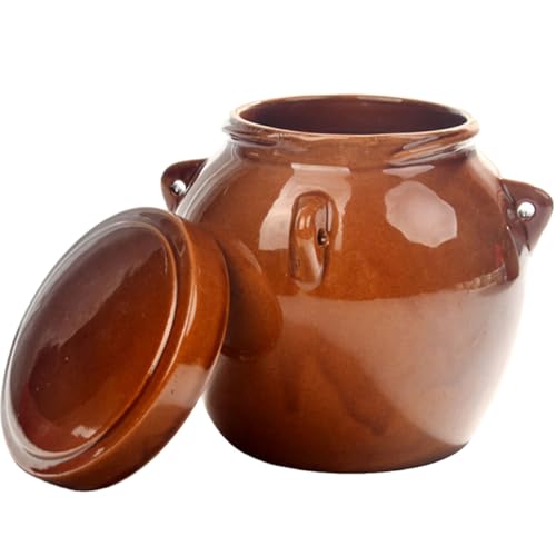 LIFKOME Ceramic Pickle Jar Large 1200g Food Storage Container with Airtight Seal Vintage Honey Crock Suitable for Kimchi Sauerkraut and Pickled Vegetables