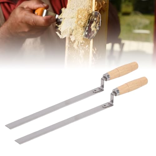 Honey Uncapping Cutter, 2 Pack Stainless Steel Beekeeping Knife with Wood Handle, 15 Inch Harvesting Tool for Frames