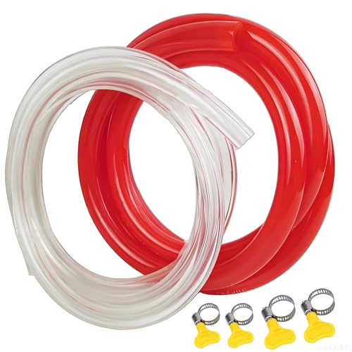 5ft Beer Line & CO2 Gas Tubing Kit, Food-Grade PVC Clear Beer Hose + Red Gas Hose with Hose Clamps for Kegerator Home Brewing Draft Beer Dispenser (Red+Clear, 5 Foot) - color: Red+Clear, size: 5 Foot