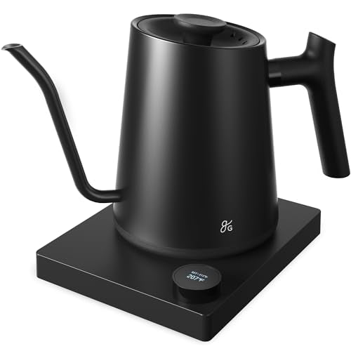 Greater Goods Electric Gooseneck Kettle, 1200W Stainless Steel with Precision Temperature Control, Fast Boil, BPA-Free, Ideal for Pour Over Coffee and Tea, 0.8L (Onyx Black) - color: Onyx Black