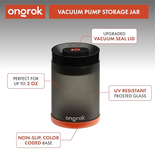 ONGROK Glass Storage Jar with Vacuum Pump Technology, Air Proof Containers to Preserve Smell and Aroma (800ml (2oz)) - size: 800ml (2oz)