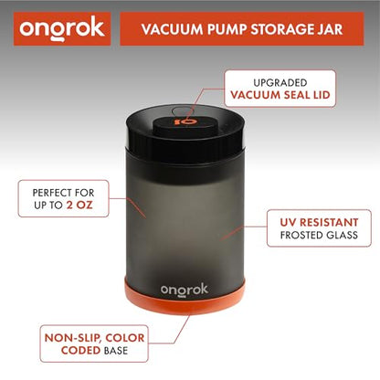 ONGROK Glass Storage Jar with Vacuum Pump Technology, Air Proof Containers to Preserve Smell and Aroma (800ml (2oz)) - size: 800ml (2oz)