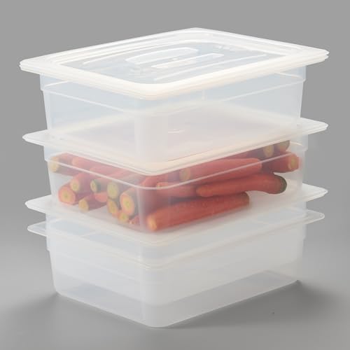 CURTA 4-Pack 1/2 Size 4" Deep Food Pan with Sealing Lid – NSF Commercial-Grade Translucent Polypropylene, Stackable Freezer-Safe Storage for Restaurants, Catering & Buffets - color: 1/2 Size, size: 4" Deep Pan (Sealing Lid)