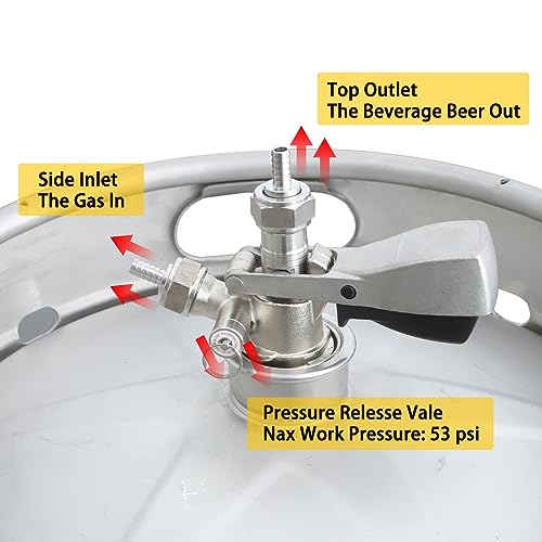 PERA Single Tap Beer Conversion Kit Door Mount Kegerator Kit with CGA320 Co2 Regulator, Sankey D System Keg Coupler and 1/4" Beer Line 5FT and 5/16" Gas Line 5FT for Homebrewing (No CO2 Tank)