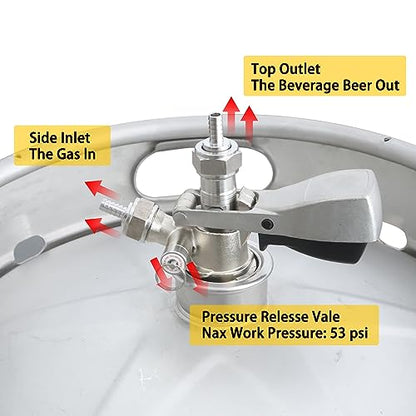 PERA Single Tap Beer Conversion Kit Door Mount Kegerator Kit with CGA320 Co2 Regulator, Sankey D System Keg Coupler and 1/4" Beer Line 5FT and 5/16" Gas Line 5FT for Homebrewing (No CO2 Tank)