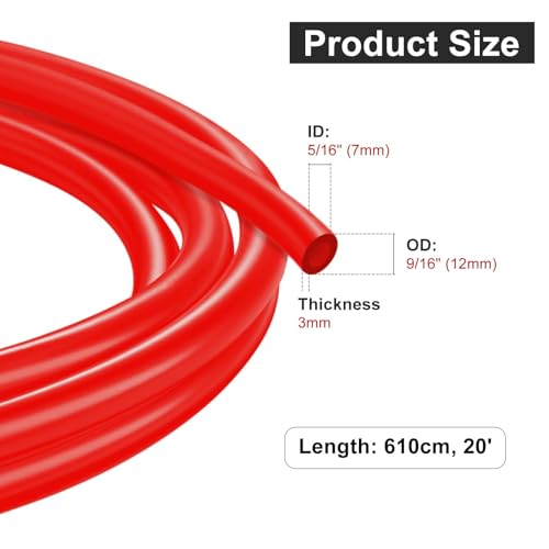 20 Ft Beer CO2 Gas Line CO2 Tubing - ID 5/16" Beer CO2 Dispensing Brewing Line with 6 PCS Hose Clamps Red PVC Tubing for Ball Lock，Gas Manifold，Keg Regulator - size: 20Ft Gas Line