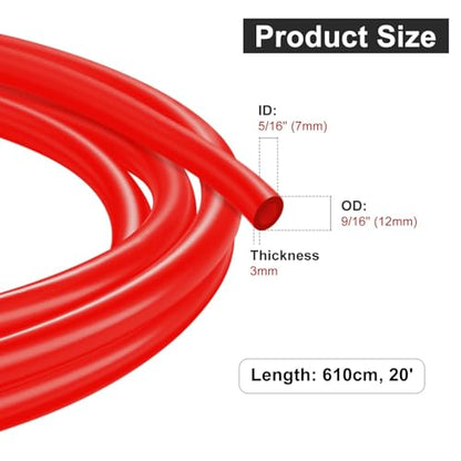 20 Ft Beer CO2 Gas Line CO2 Tubing - ID 5/16" Beer CO2 Dispensing Brewing Line with 6 PCS Hose Clamps Red PVC Tubing for Ball Lock，Gas Manifold，Keg Regulator - size: 20Ft Gas Line