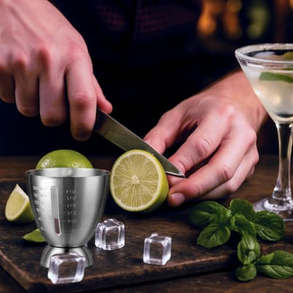 Cocktail Measuring Jigger for Bartending with Graduated Markings 1 oz to 6oz Heavy Duty 18/8 Multi-Unit Measure Stainless Steel Shot Measure Cup Pack of 2 - color: #2 Silver 2PCS