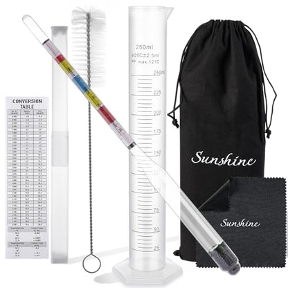 Hydrometer Set - for Mead, Wine, Kombucha and Home Brew Beer, Alcohol Tester Accessories Moonshine Still Kit Complete for Home Test Equipment-Specific Gravity Abv Tester