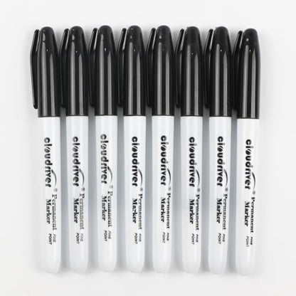 cloudriver Black Permanent Markers Fine Tip, 60 Packs Permanent Markers Bulk, Quick Drying & Fade Resistant, Permanent Marker Set Works on Plastic,Wood,Stone,Metal and Glass for Doodling, Marking