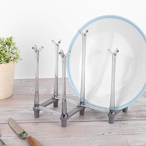 Retractable Bottle Drying Rack, Plastic Cup Drying Stand Holder, Countertop Bottle Drainer Stand, Non Slip Bottom Mug Tree Holder Tray, Drinking Glass Goblet Organizer for Home Kitchen (Light Gray)