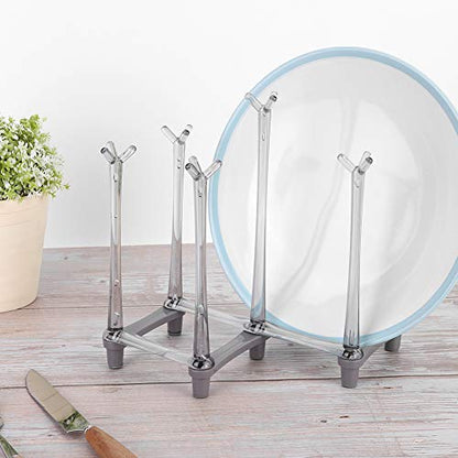 Retractable Bottle Drying Rack, Plastic Cup Drying Stand Holder, Countertop Bottle Drainer Stand, Non Slip Bottom Mug Tree Holder Tray, Drinking Glass Goblet Organizer for Home Kitchen (Light Gray)