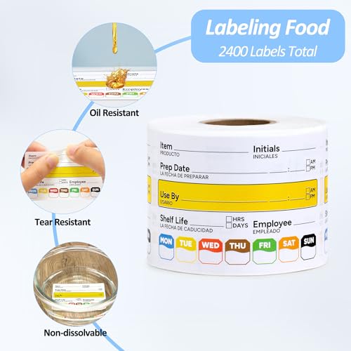 Restaurant Quality Shelf Life Food Rotation Labels Vinyl, 2” x 3” Self-Adhesive Removable Freezer Food Labels, Perfect for Reusable Containers, Easy to Remove, Food Safety Date Sticker (8 PCS) - style: 8 PCS