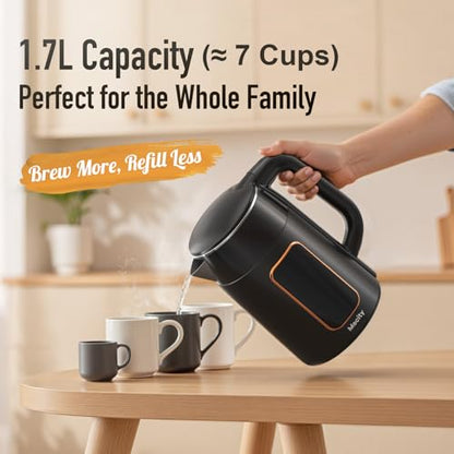 Mecity Electric Kettle 1.7L Touch Screen Temperature Control Water Boiler, No Plastic Contact with Water. 6 Preset Temperature Programs, 2 Hours Keep Warm, Black - color: Black & Rosegold