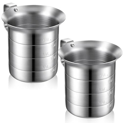 2 Pcs 1 Quart Aluminum Measure Cup Silver Metal Measuring Pitcher with Easy to Read Graduated Marking Handle Pouring Spout Kitchen Baking Tool for Liquid Flour Rice Sauce Measuring - size: 1 Quart