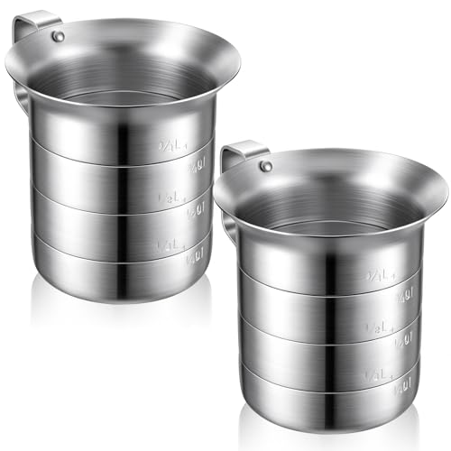 2 Pcs 1 Quart Aluminum Measure Cup Silver Metal Measuring Pitcher with Easy to Read Graduated Marking Handle Pouring Spout Kitchen Baking Tool for Liquid Flour Rice Sauce Measuring - size: 1 Quart