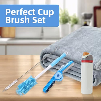 Water Bottle Cleaner Kit for Owala 24/32/40oz,3 Pack | Extra Long Silicone Bottle Brush,Bendable Stainless Steel Straw Cleaner,Compatible with Owala Accessories