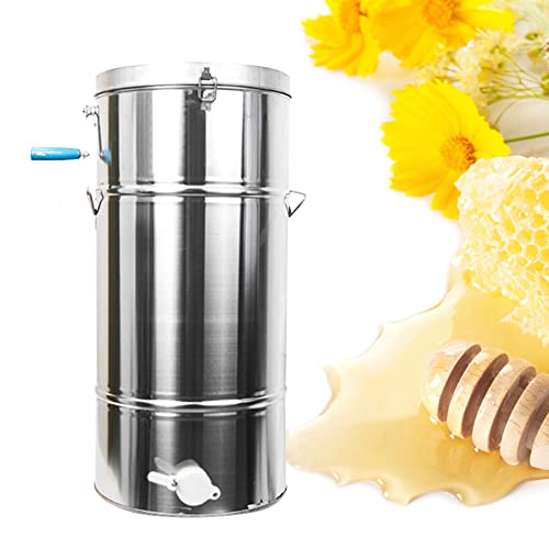 Honey Extractor，2 Frame Silver Stainless Steel Manual Crank Beekeeping Extraction Equipment Honeycomb Drum Spinner Apiary Centrifuge Equipment Beekeeping Tools Bee Machine