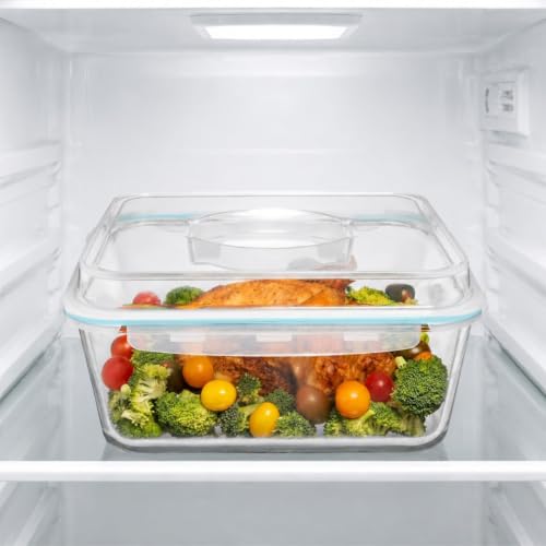 6500 ML / 220 oz / 28 Cup LARGE Glass Food Storage Container with Airtight Locking Lid. Ideal Storing food, Vegetables, Fruits. Baking Casserole, Lasagna, Roasting Turkey, Chicken BPA Free Oven Safe - size: 6500 ml