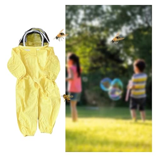 Beekeeping Protective Suit Jumpsuit Beekeeper Jacket Clothing for Kids Adult Full Body Anti Bee Suit Beekeeping Clothes Cotton(L Canvas Gloves C)