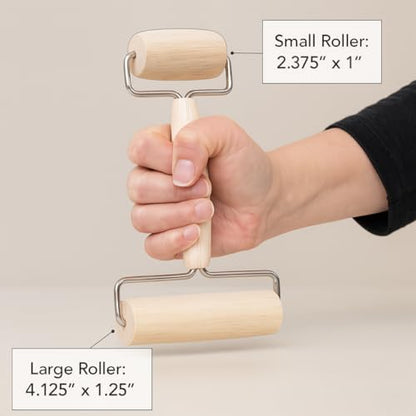 Mrs. Anderson's Baking Double Dough Roller, Wood With Iron, 4.125-Inch And 2.375-Inch, Smooth Even Rolling For Dough And Pastry - style: Double Dough Roller
