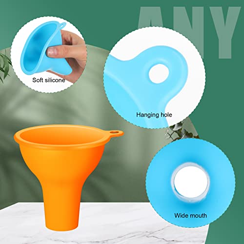 Silicone Funnels 4 Pieces 3.2 Inch Wide Mouth Funnel Flexible Condiment Sauce Canning Set for Home Restaurant Kitchen Squeeze Bottles Jars Cans Powder Liquid Spices